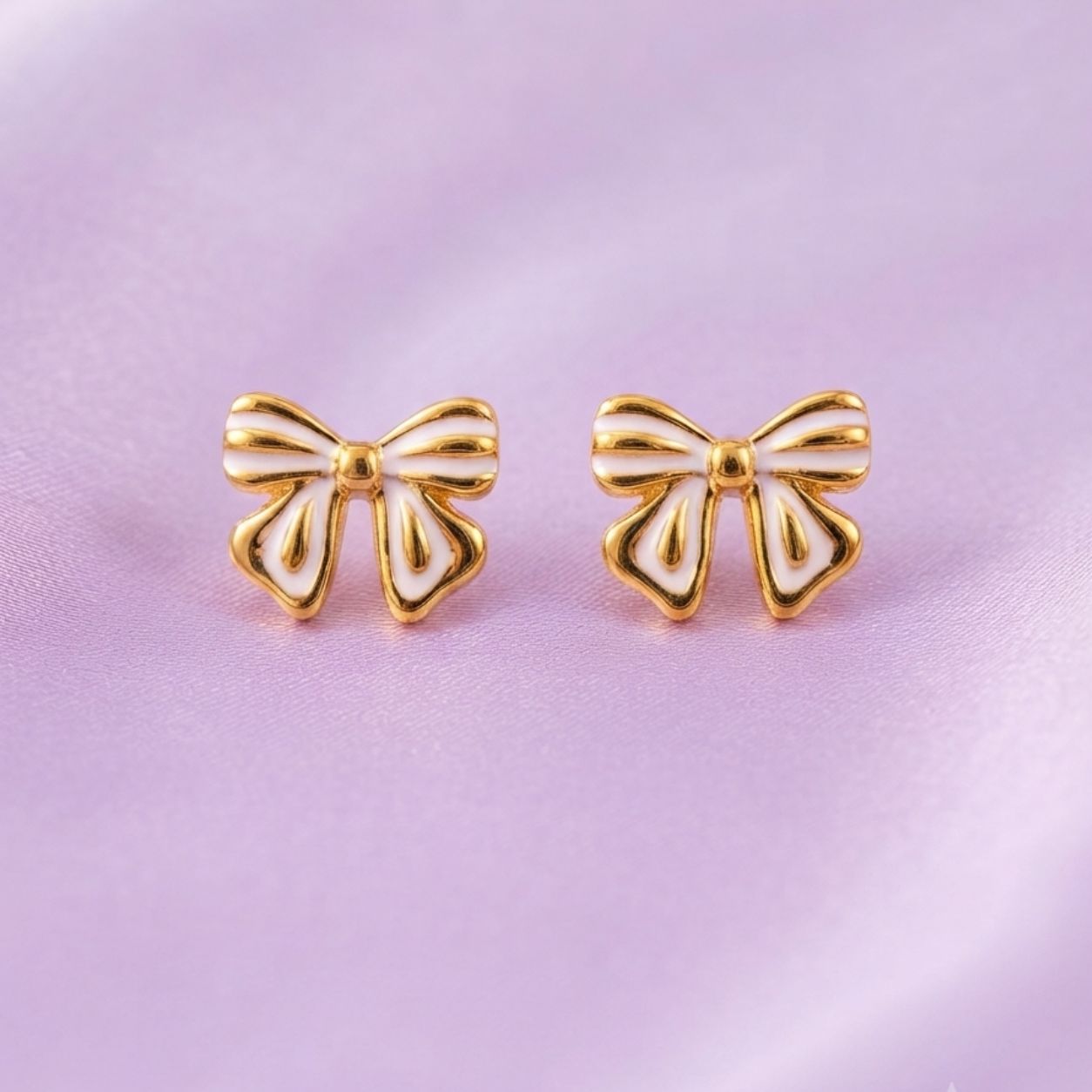 Elegant Gold Bow Stud Earrings for Women